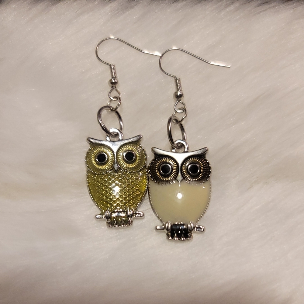 Hand-Made Mismatched Owl Earrings